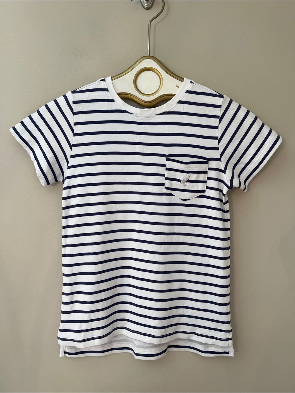 The Beaufort Bonnet Company Carter Crewneck Navy & White Striped T-Shirt Size 7